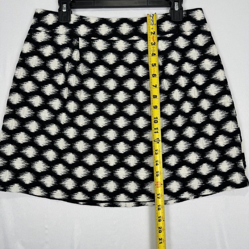 Banana Republic Mini Skirt Black White Polka Dot Size 10 A-Line Pleated Back Zip - Picture 12 of 15